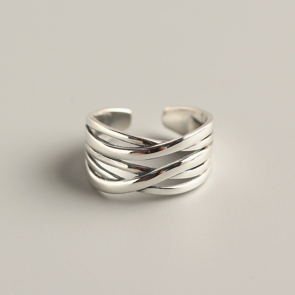 S925 Sterling Silver Vintage Weave Ring For Women