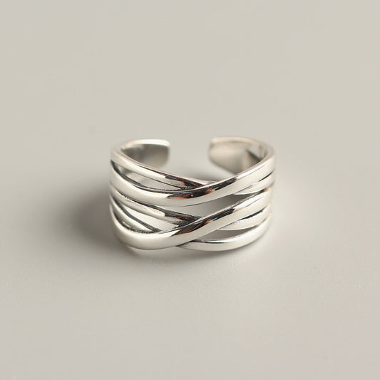 S925 Sterling Silver Vintage Weave Ring For Women