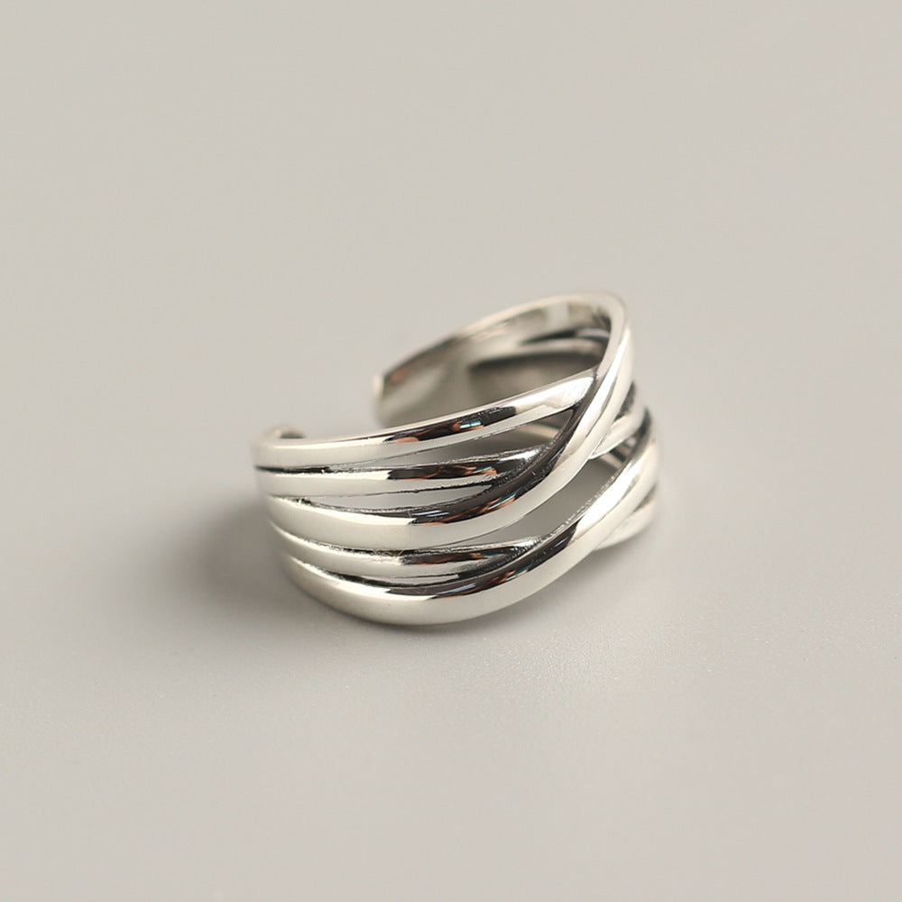 S925 Sterling Silver Vintage Weave Ring For Women